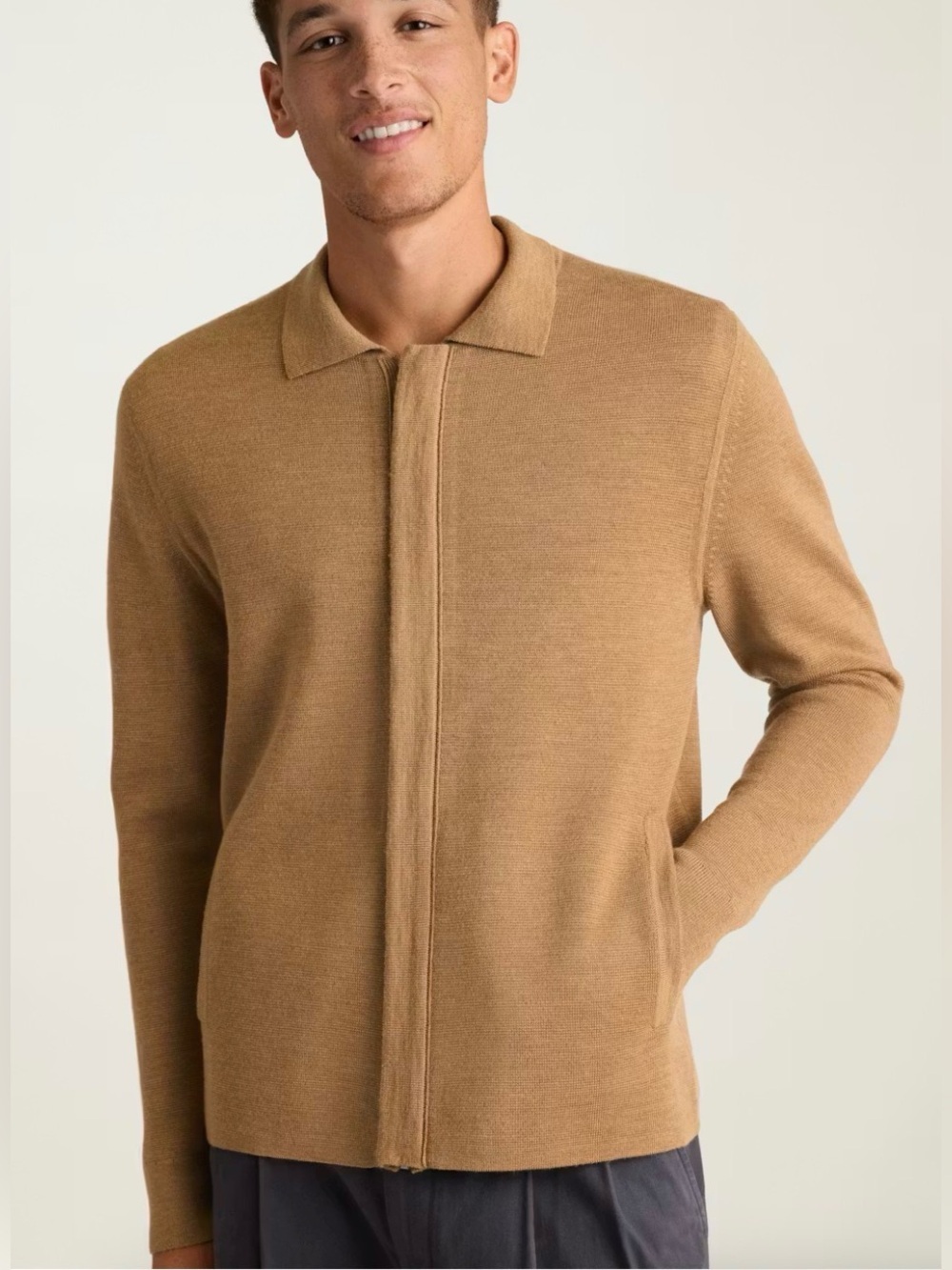Bonobos Merino Layer Full Zip Polo Sweater Tan XXL NWT STITCH FIX
